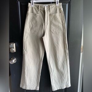 Just Black Denim (JBD) High Waisted Wide Leg Utility Pant front pockets Size 28